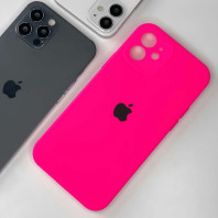 Чехол Silicone Case Full Camera на iPhone 12 Barbie pink black apple